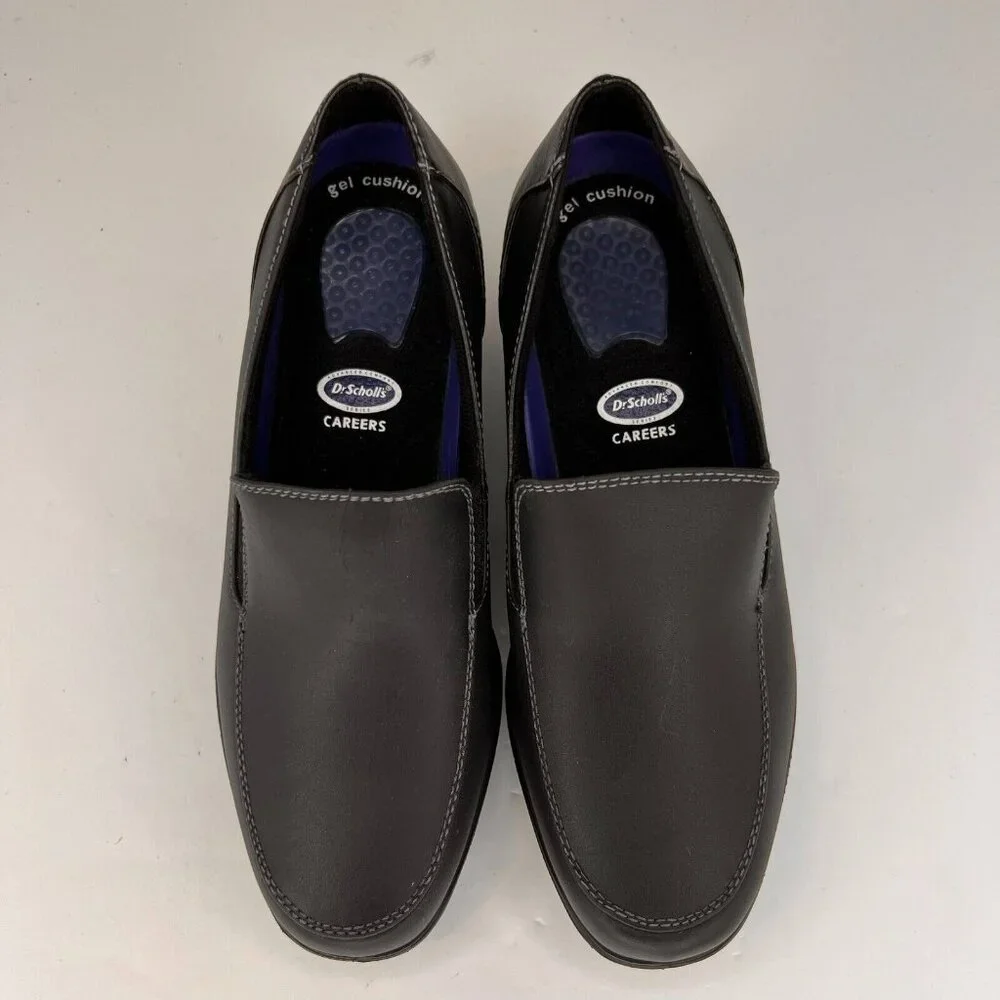 Dr. Scholls Womens 36120076 Black Gel Cushion Leather Size 7 Slip-On Shoes
